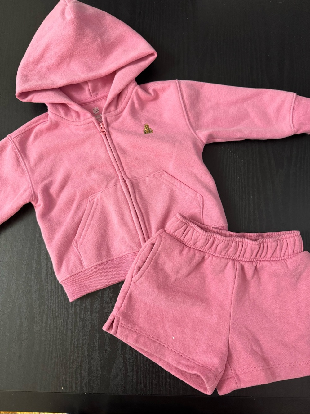 Gap Baby Pink Hooded Zip Jacket & Shorts Set (12-18 months)